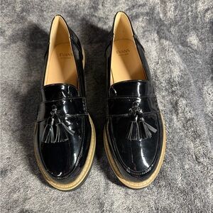 Evans Glossy Black Tassel Loafers for Women 11W